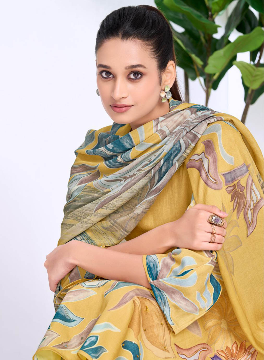 Pure Cotton Satin Printed Unstitched Suit Dress Material with Dupatta