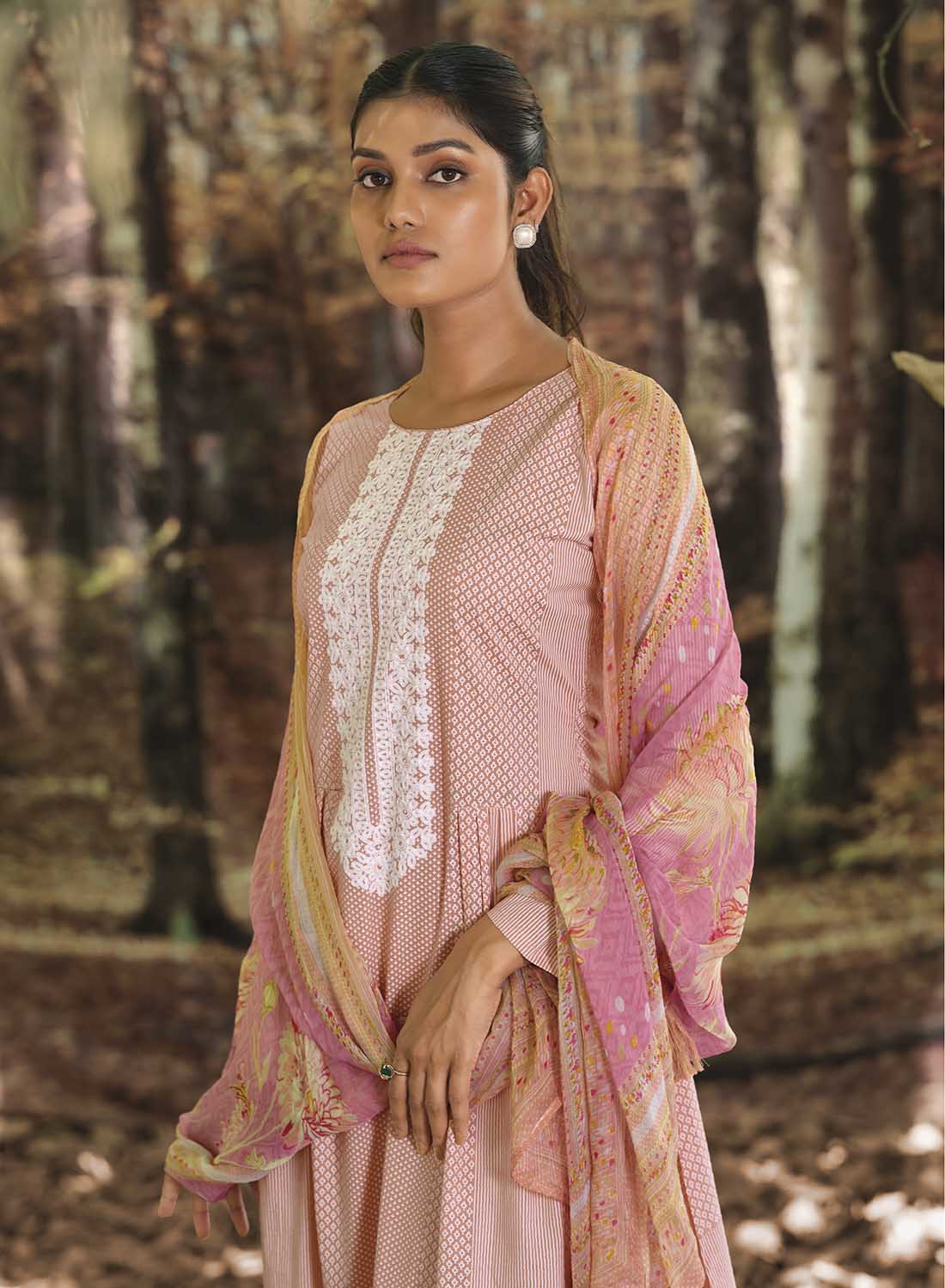 Women's Unstitched Lawn Cotton Suit Dress Material with Embroidery