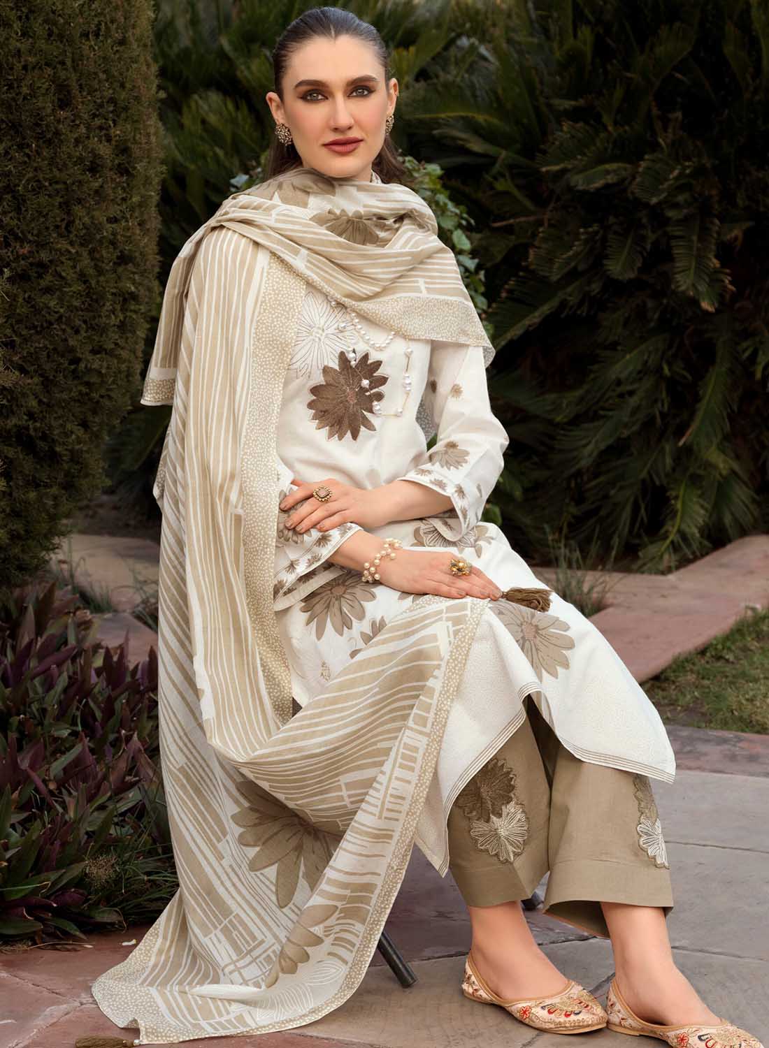 Summer Pure Lawn Cotton Embroidered Unstitched Suit for Women