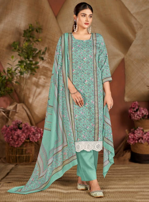 Rivaa Pure Cotton Satin Unstitched Salwar Suit Dress Material for Women