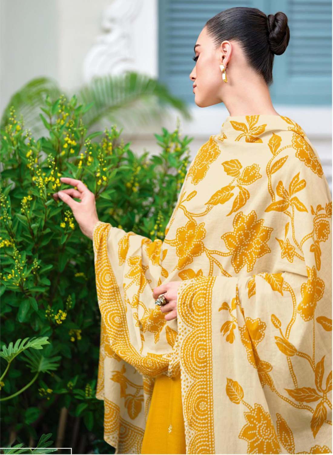Varsha Unstitched Cotton Suit Material with Embroidery and Lace