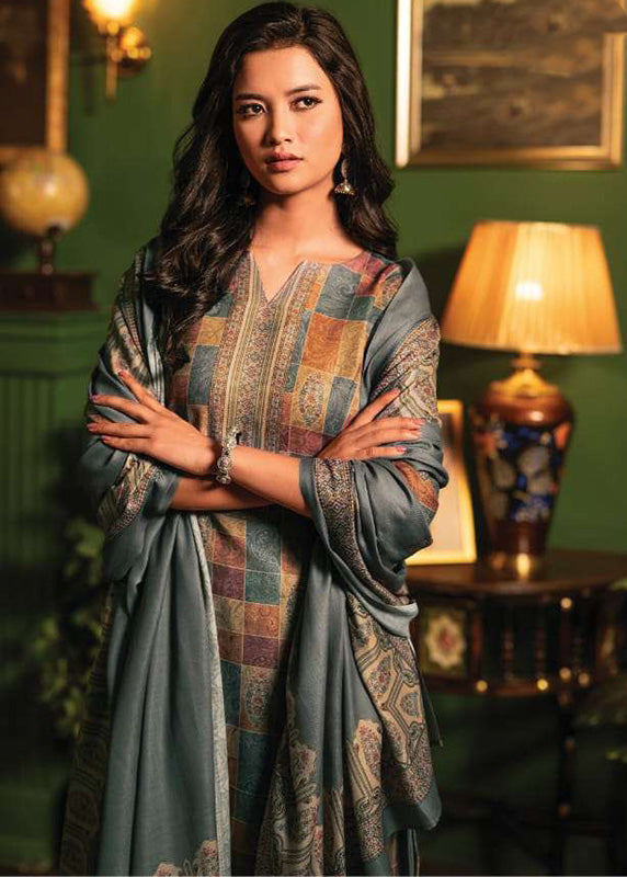 Rivaa Pashmina Unstitched Grey Winter Suits Dress Materials for Ladies