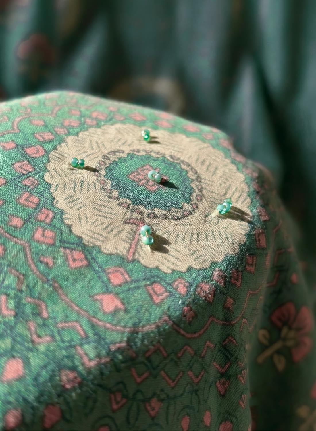 Ethnic Pure Cotton Green Unstitched Salwar Suit Material for Women
