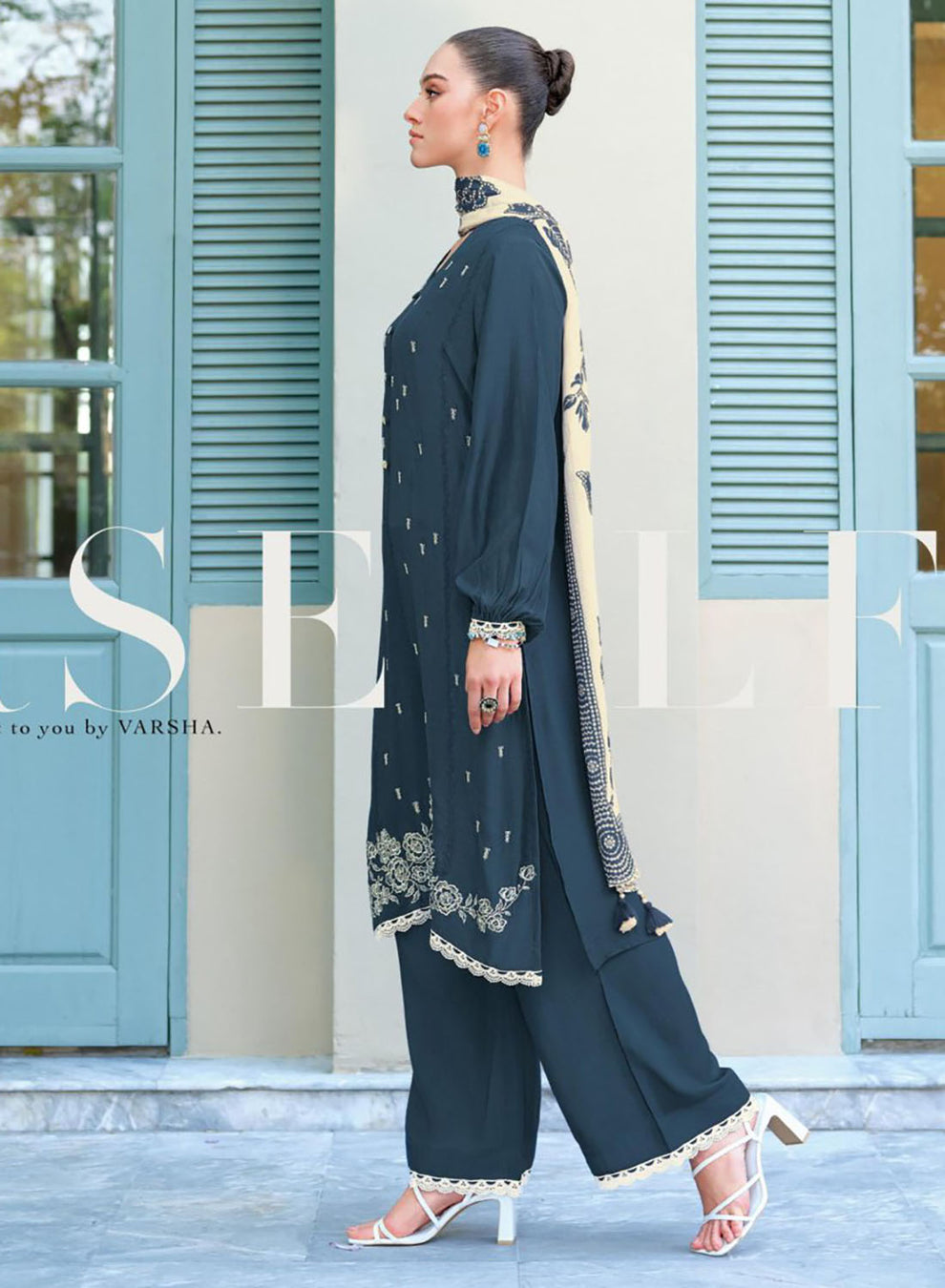 Blue Unstitched Salwar Suit main image 1