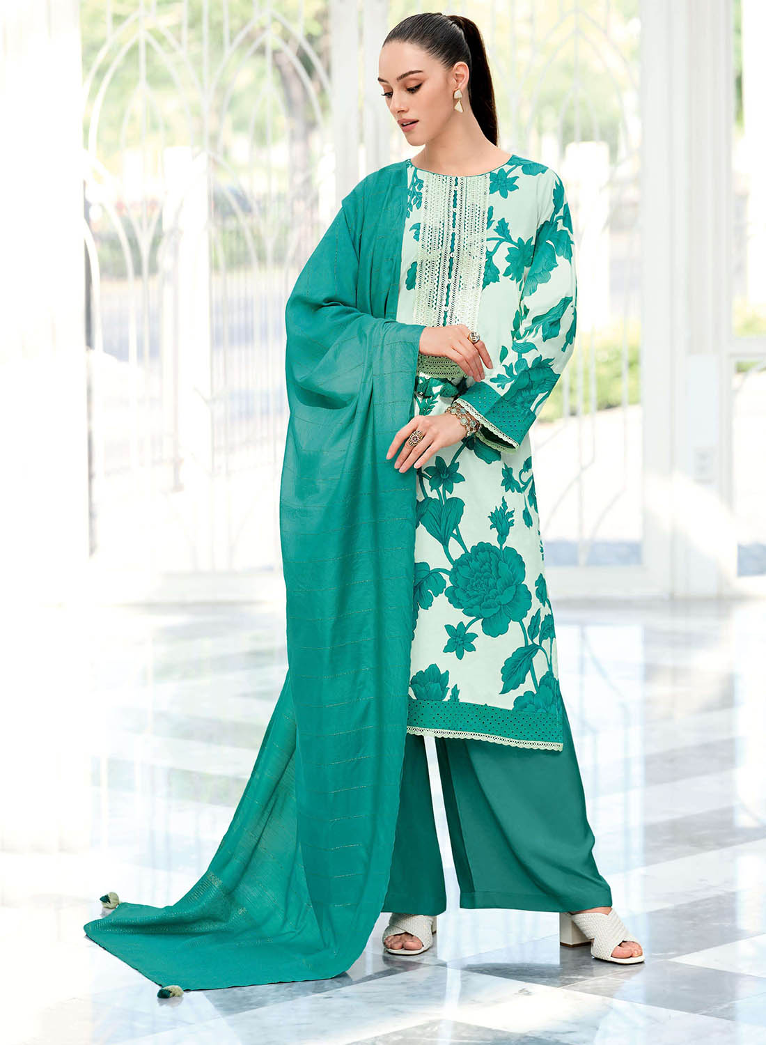 Varsha Unstitched Pure Cotton Salwar Suit Material with Embroidery
