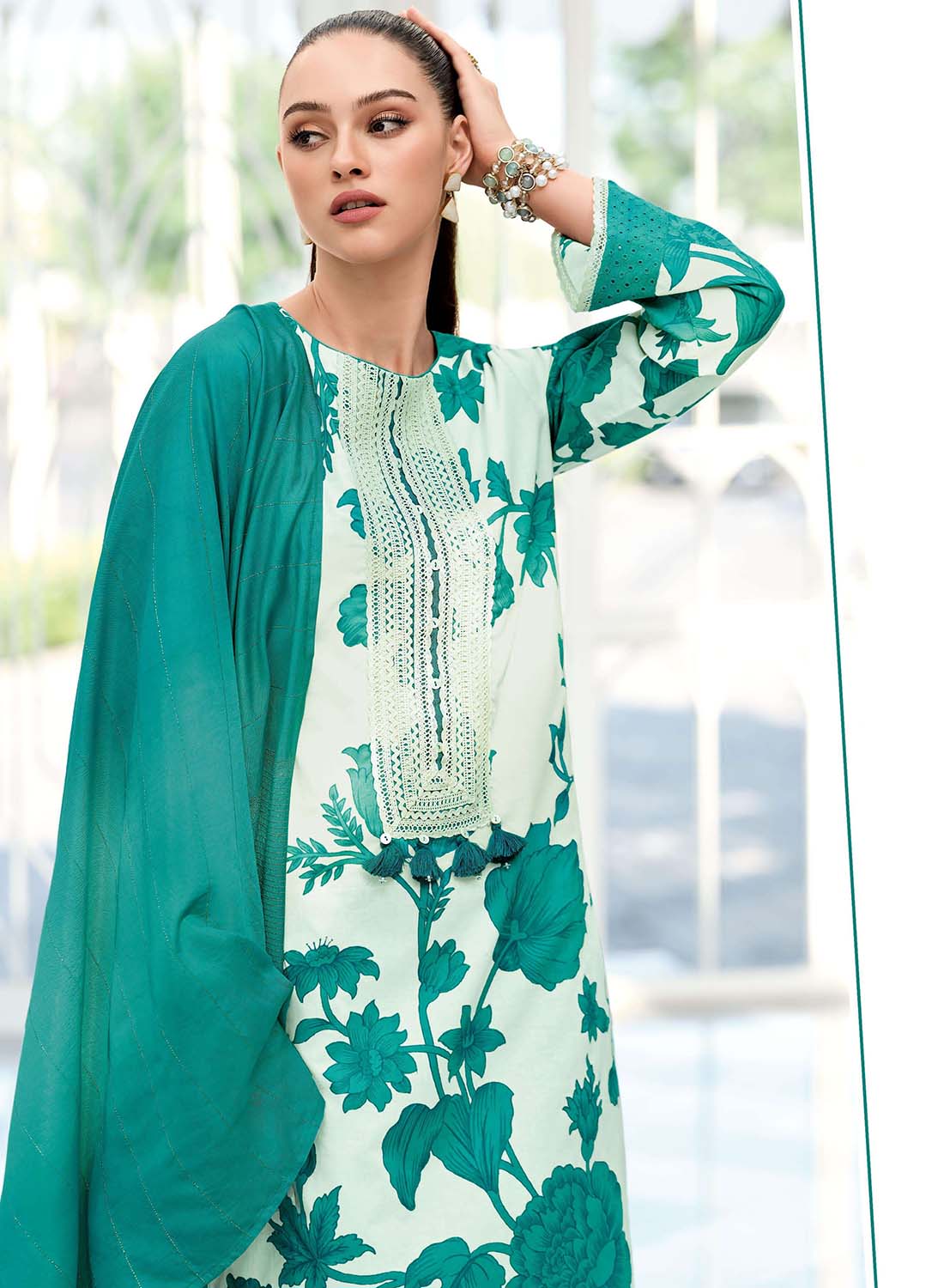 Varsha Unstitched Pure Cotton Salwar Suit Material with Embroidery