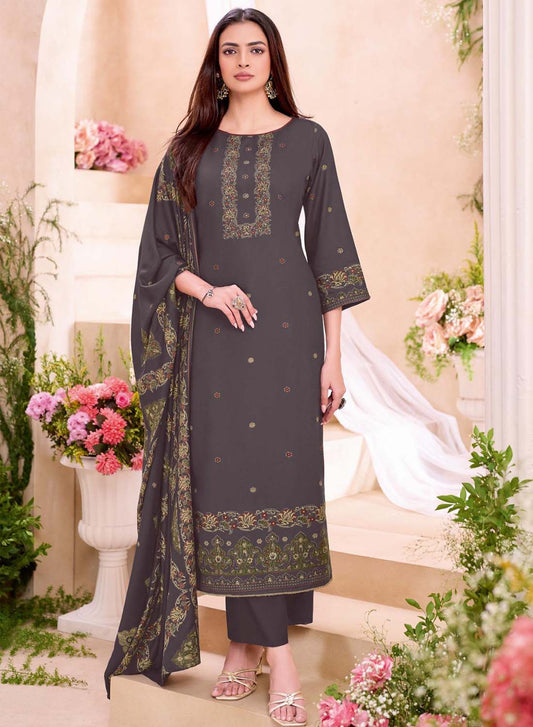 Viscose Pashmina Unstitched Winter Salwar Suit Material for Women