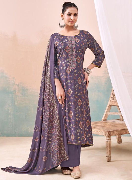 Viscose Pashmina Unstitched Winter Salwar Suit Set Material for Women
