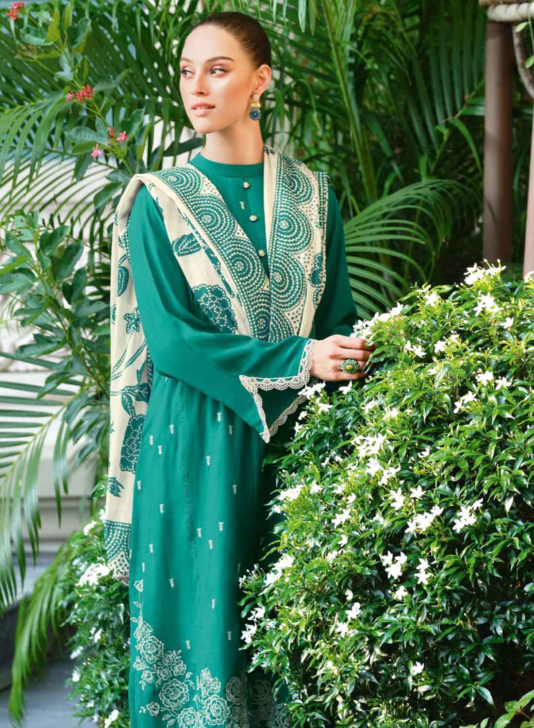 Varsha Unstitched Cotton Suit Dress Material with Embroidery and Lace