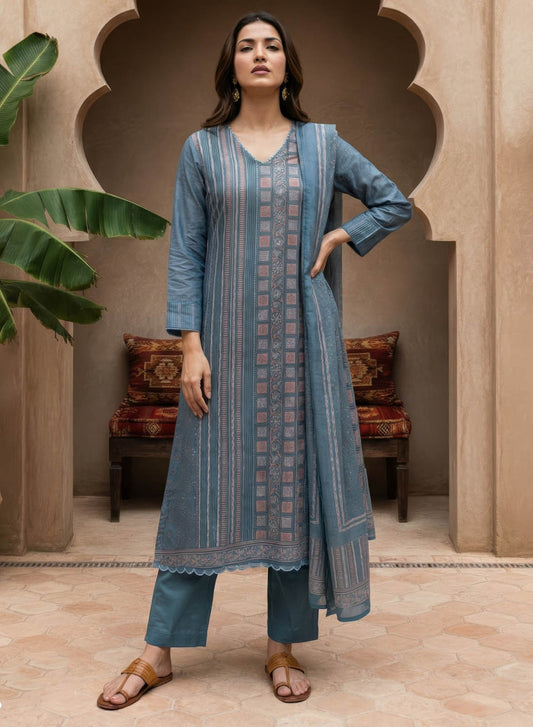 Soft Daily Wear Pure Cotton Unstitched Suit Material for Women
