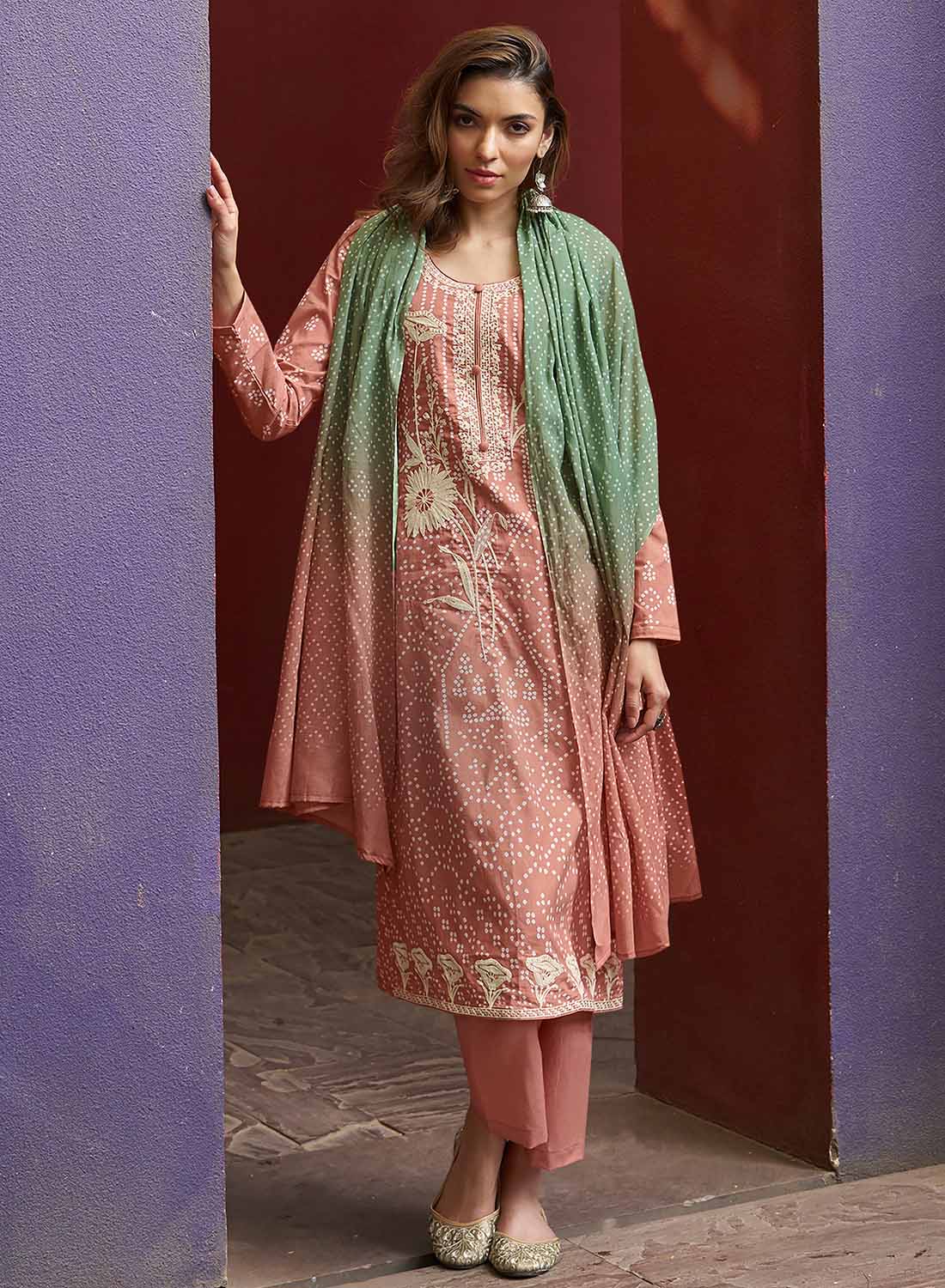 Mumtaz Arts Unstitched Lawn Cambric Cotton Suit Material with Dupatta