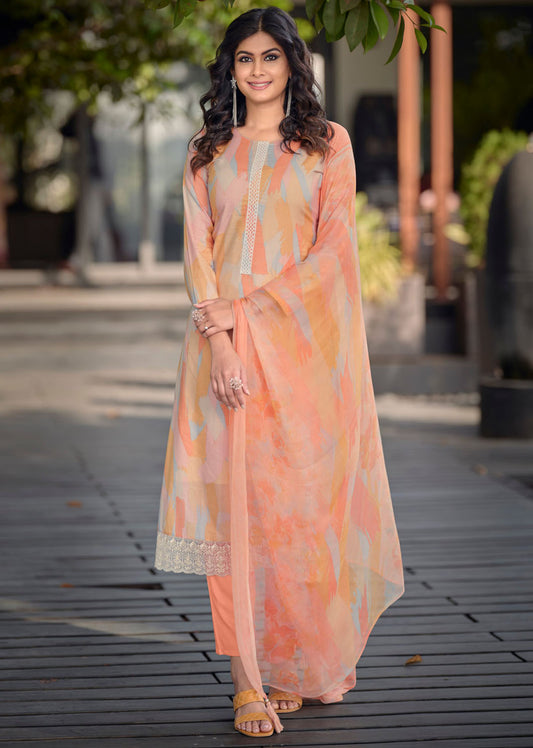 Kilory Unstitched Lawn Cotton Women Suit with Chiffon Dupatta