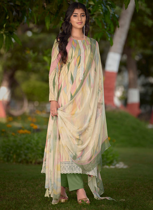 Kilory Unstitched Lawn Cotton Suit Material with Chiffon Dupatta