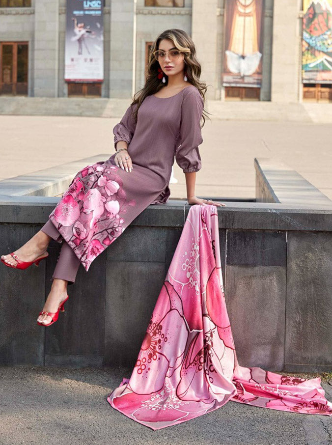 YesFab Sheen Woolen Winter Unstitched Suit Dress Material for Ladies