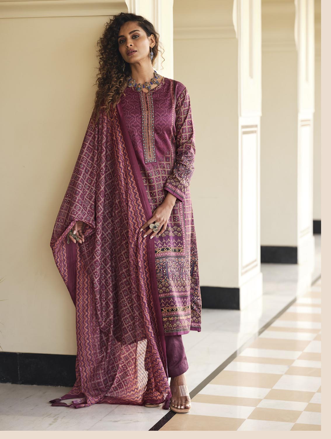 Sadhana Cotton Silk Embroidered Women Unstitched Suit Material Sadhana