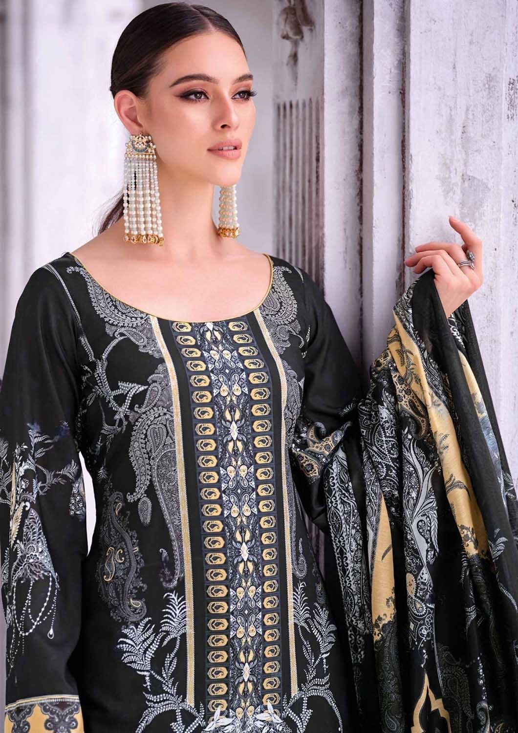 Unstitched Black Printed Cotton Salwar Suit Dress Material for Women –  Stilento