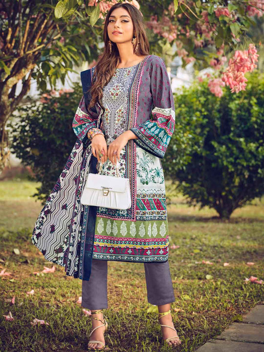Pakistani Print Unstitched Embroidered Women Cotton Suit Material