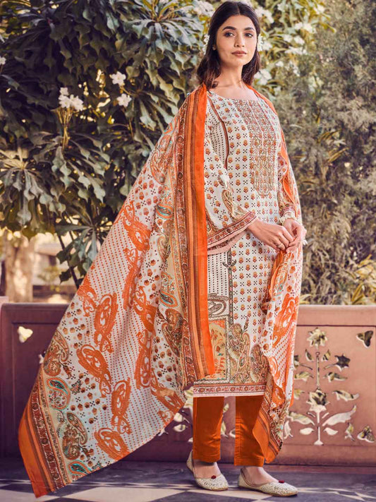 Belliza Pakistani Print Unstitched Cotton Suit Dress Material for Women Belliza