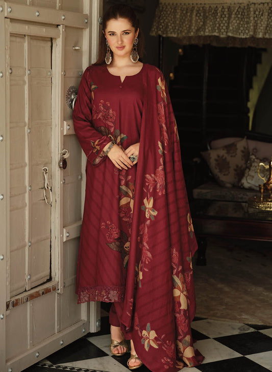 Fancy Pashmina Unstitched Winter Salwar Suit Set Material for Women