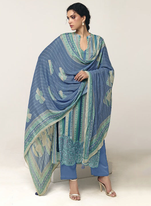 Pure Muslin Party Wear Unstitched Salwar Suit Dress Material with Dupatta