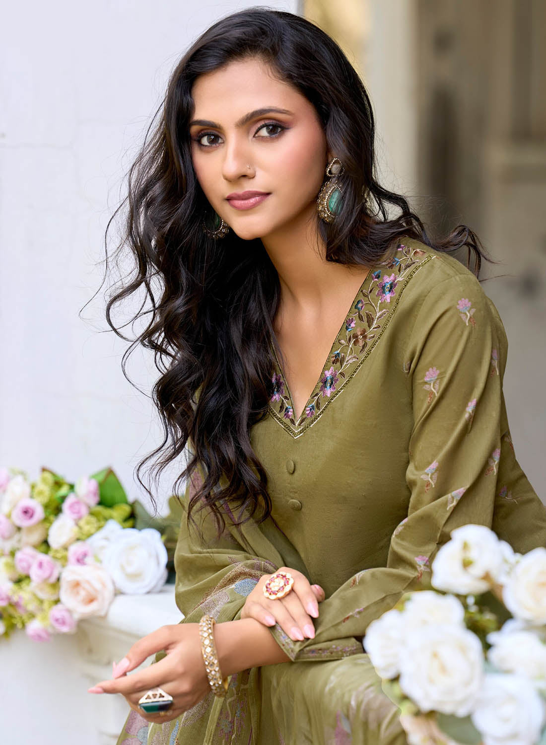 Women’s Unstitched Cotton Suit Material with Chiffon Dupatta