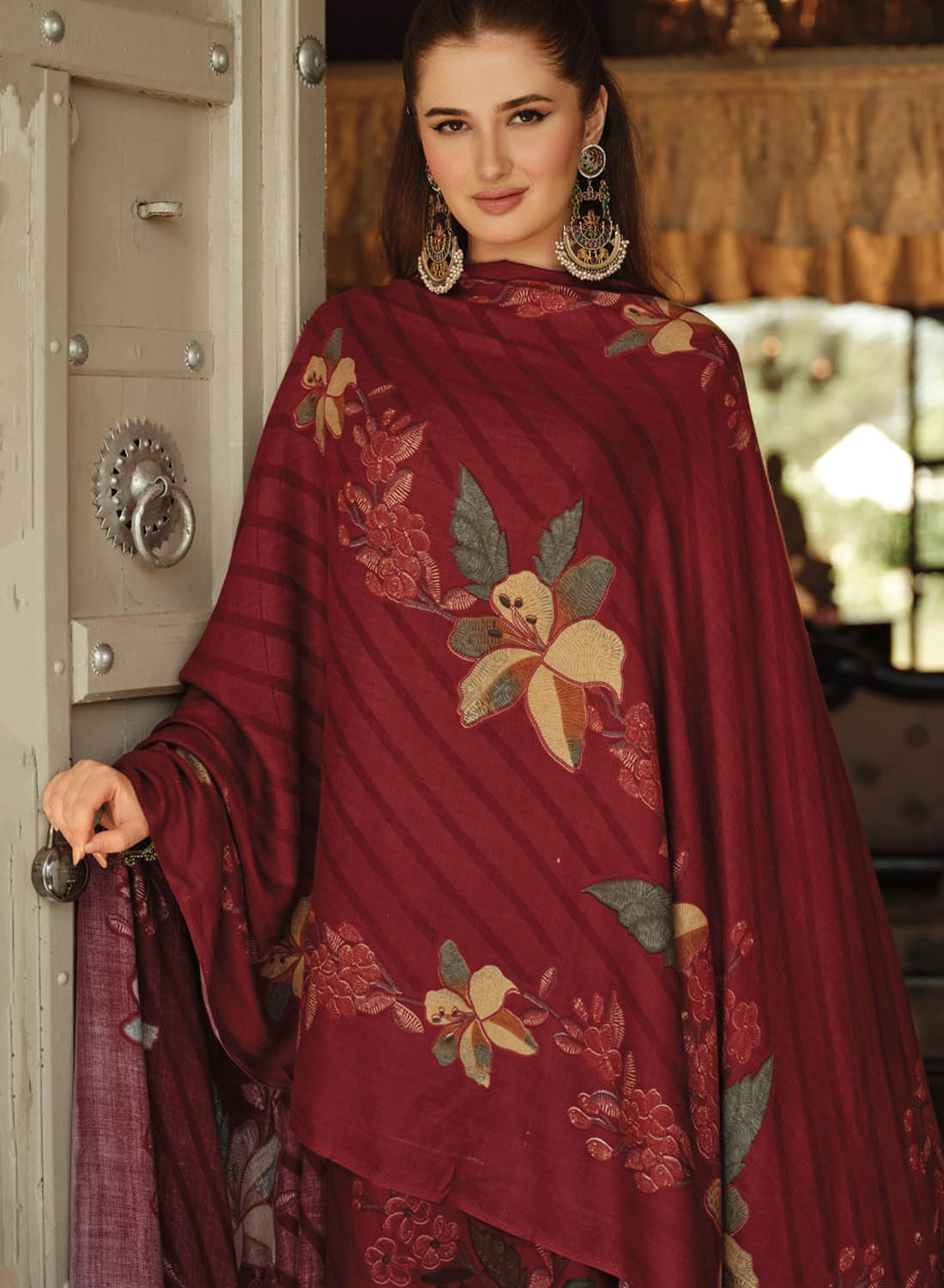 Fancy Pashmina Unstitched Winter Salwar Suit Set Material for Women