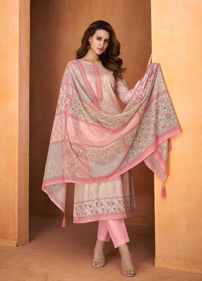 Pure Cotton Satin Party Wear Unstitched Women Salwar Suit