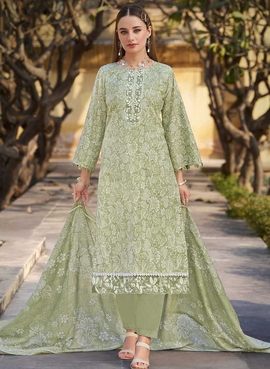 Pure Cotton Embroidered Unstitched Salwar Suit Dress Material for Women