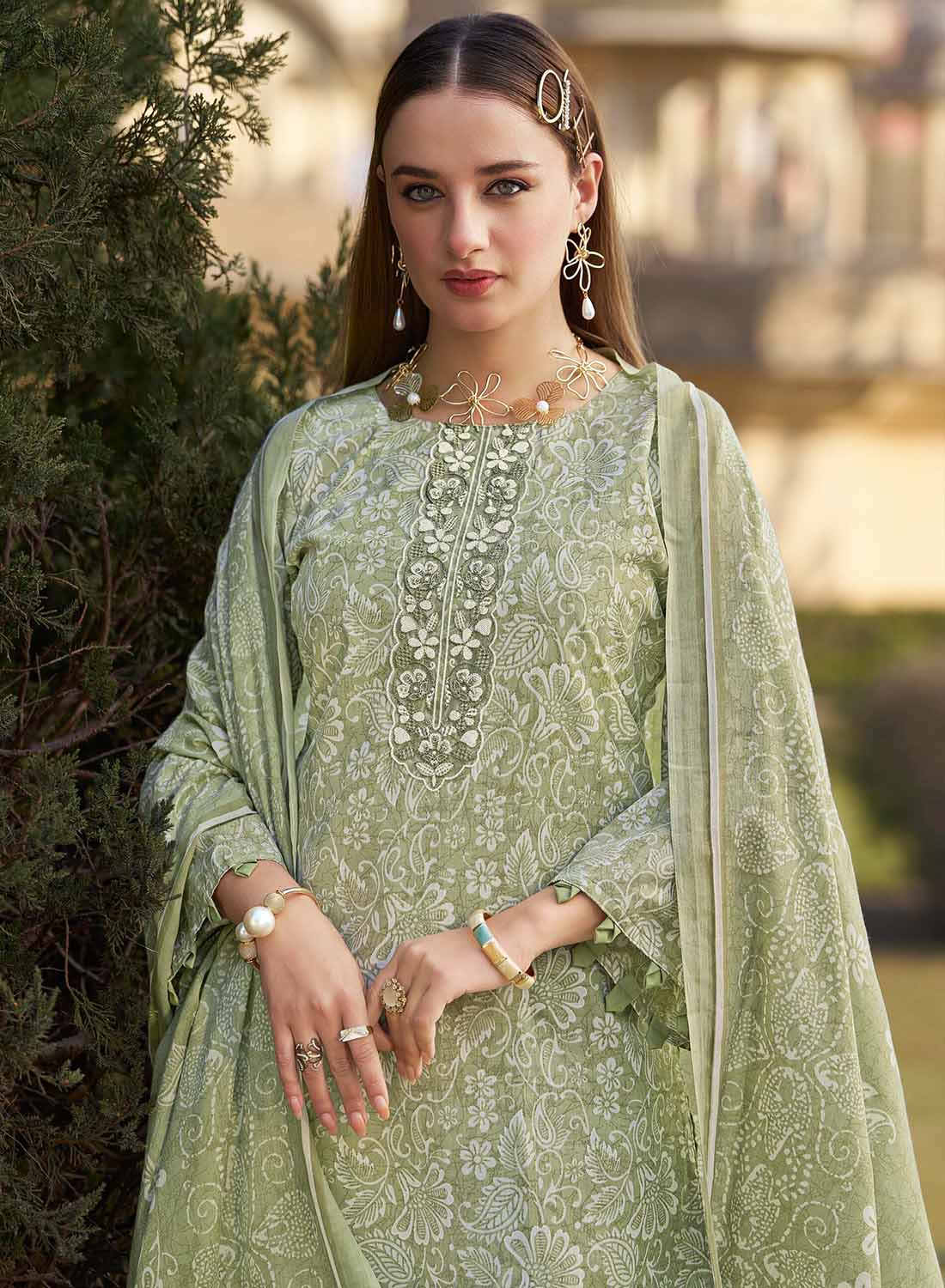 Pure Cotton Embroidered Unstitched Salwar Suit Dress Material for Women