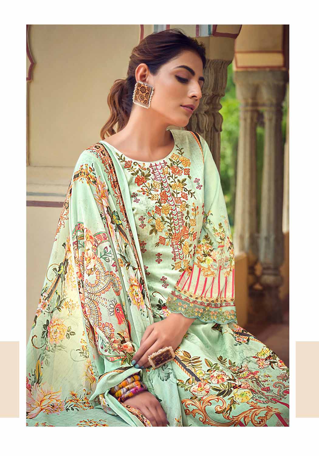 Dark Green Georgette Heavy Embroidered Women's Semi-stitched Salwar Suit -  Mf Next Com - 3301974
