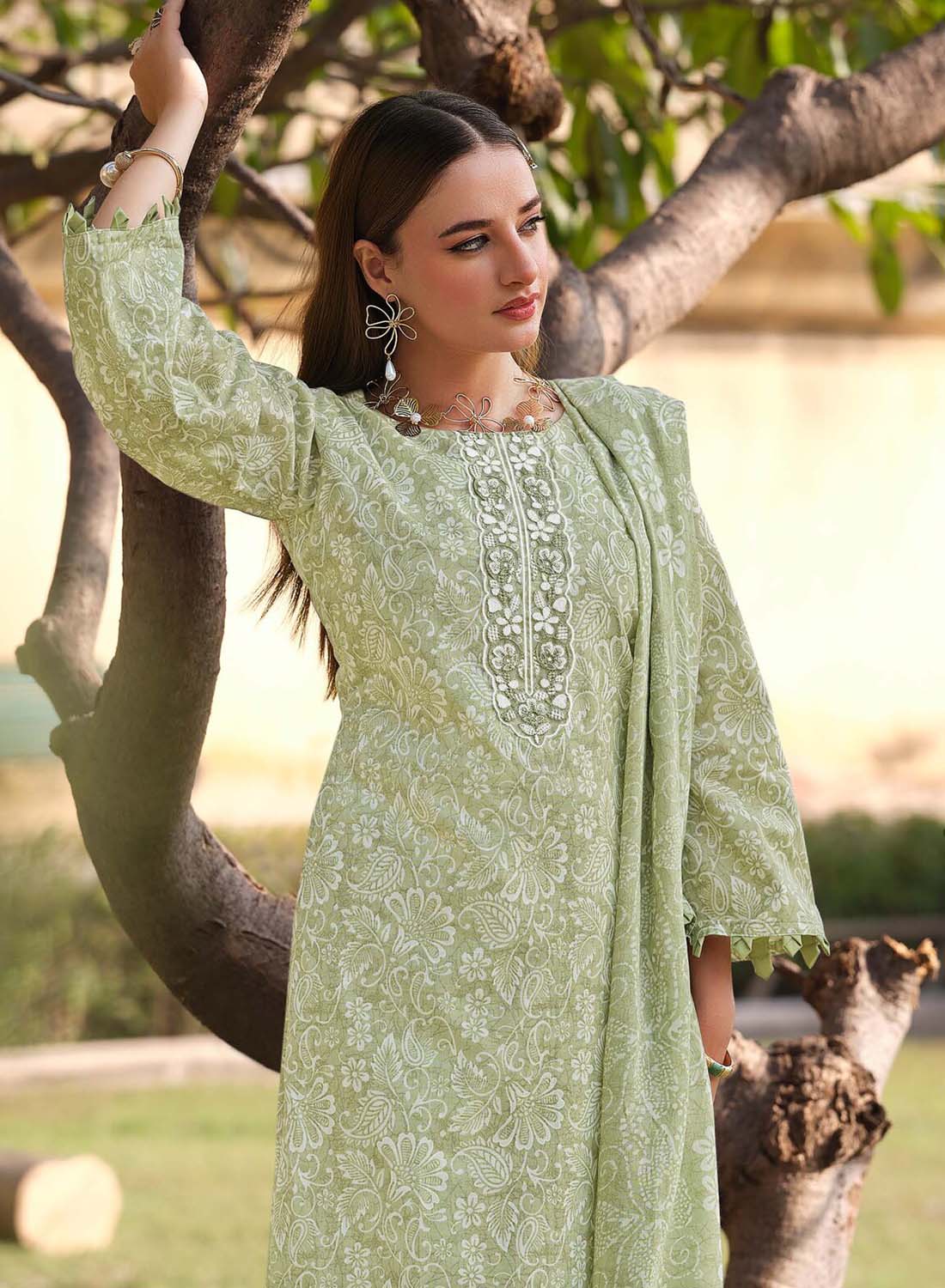 Pure Cotton Embroidered Unstitched Salwar Suit Dress Material for Women
