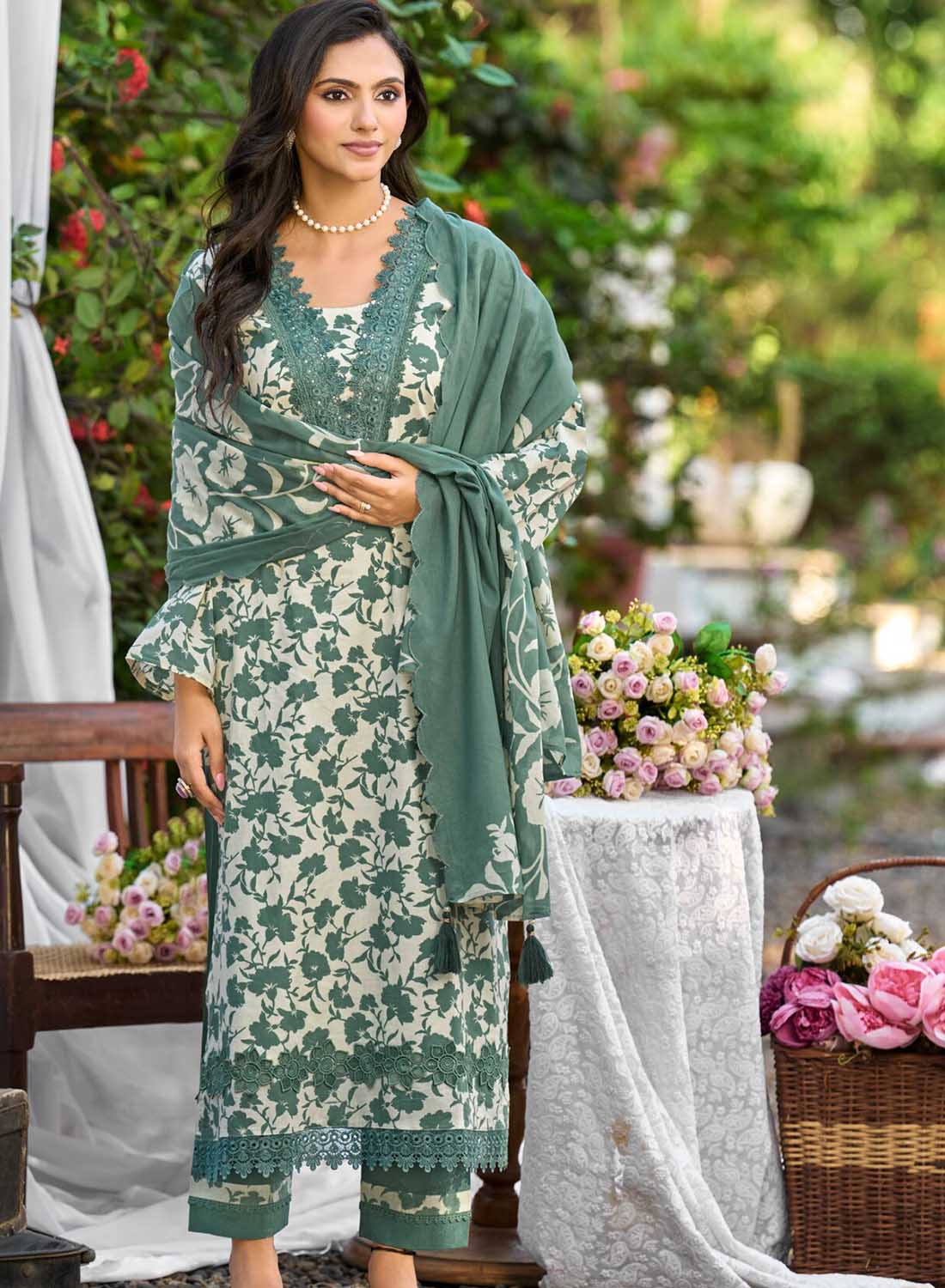 Lawn Cotton Unstitched Suit Material for Women with Embroidery