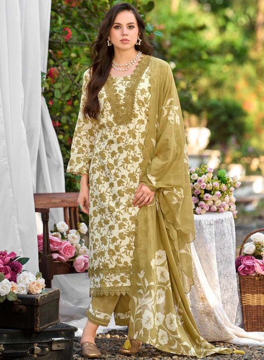 Embroidered Lawn Cotton Unstitched Suit Fabric for Women