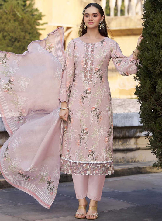 Pure Cotton Embroidered Unstitched Salwar Suit Material for Women