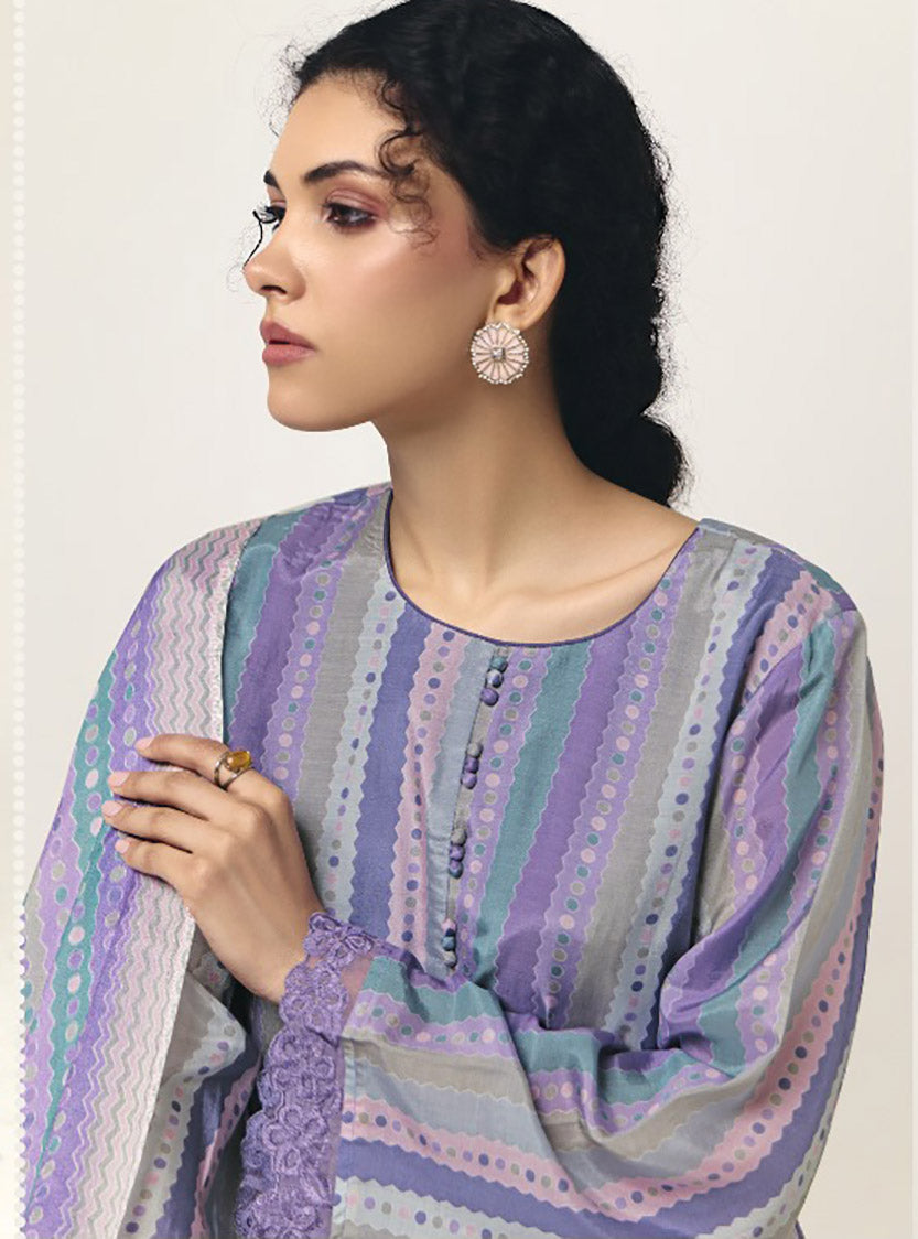 Pure Muslin Party Wear Unstitched Salwar Suit Material with Embroidery