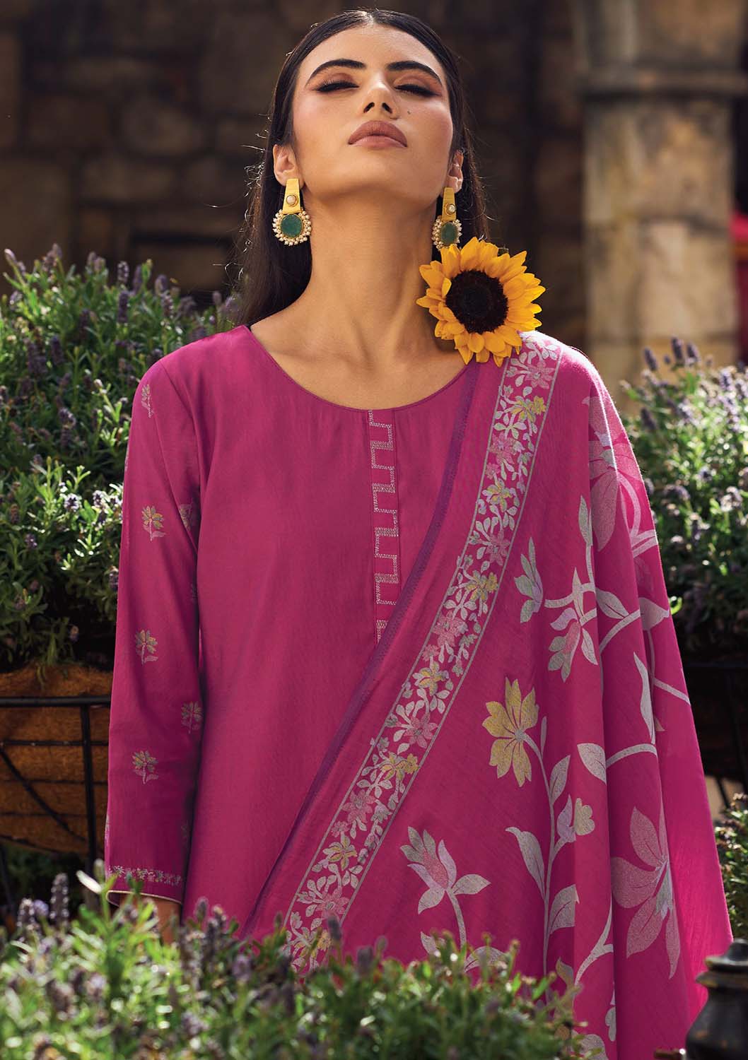 Party Wear Pure Viscose Muslin Unstitched Printed Suit Pink Kilory Trends