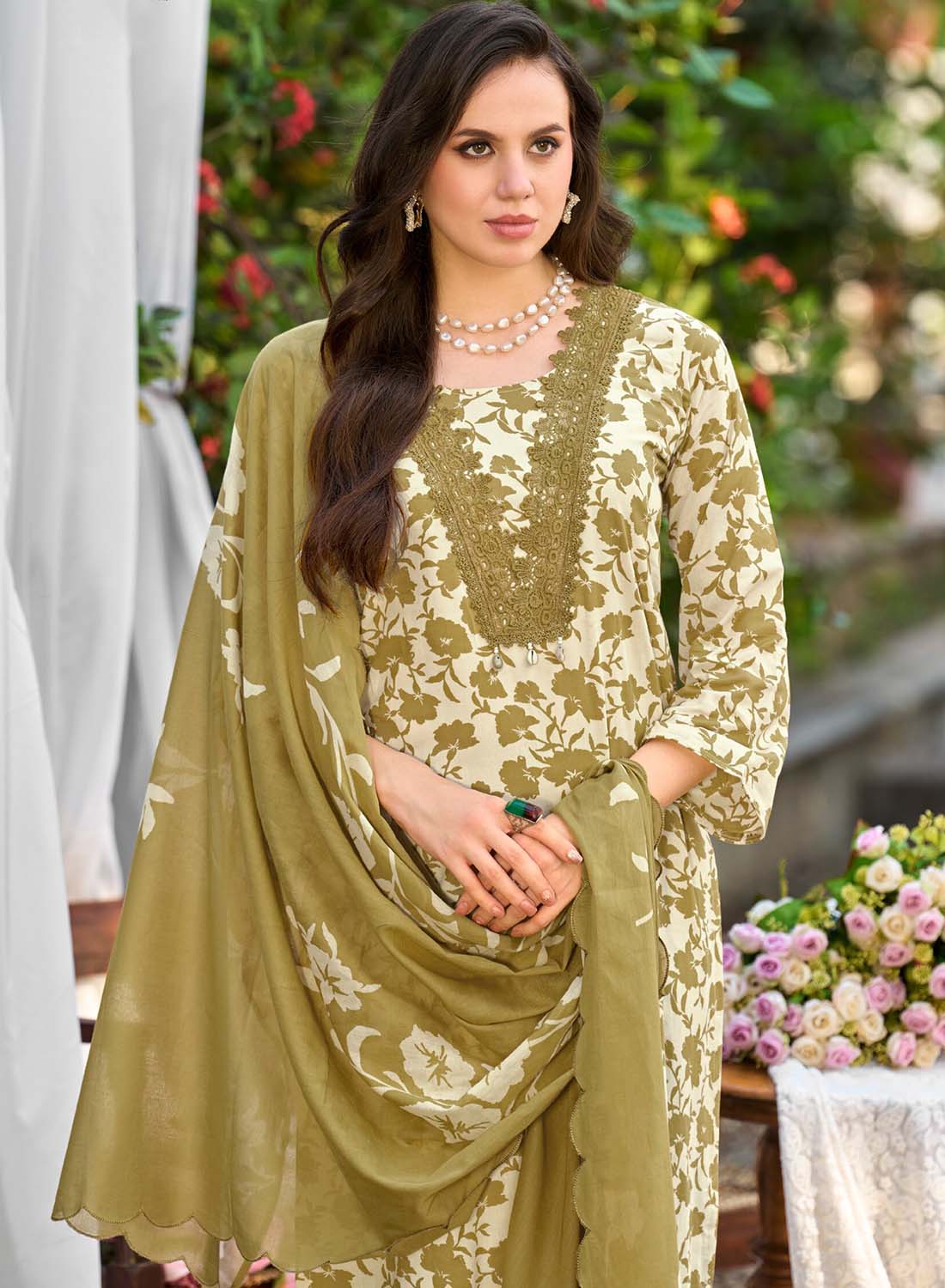 Embroidered Lawn Cotton Unstitched Suit Fabric for Women