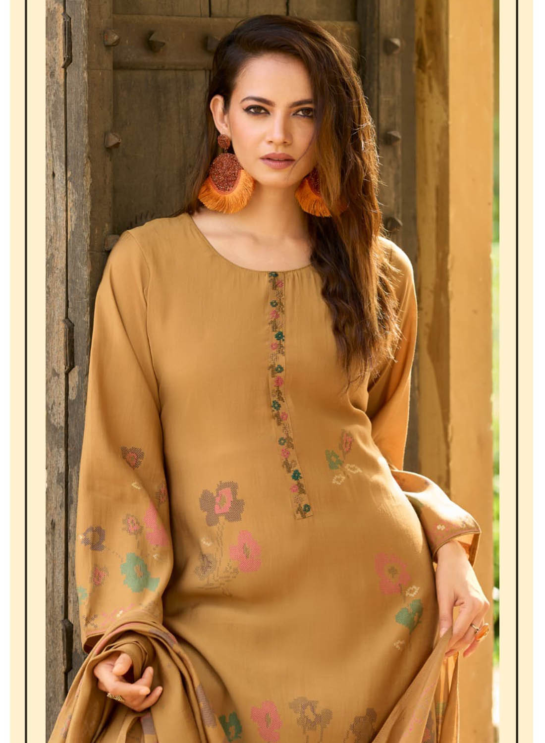 Fancy Pure Muslin Silk Unstitched Salwar Suit Set Material for Women