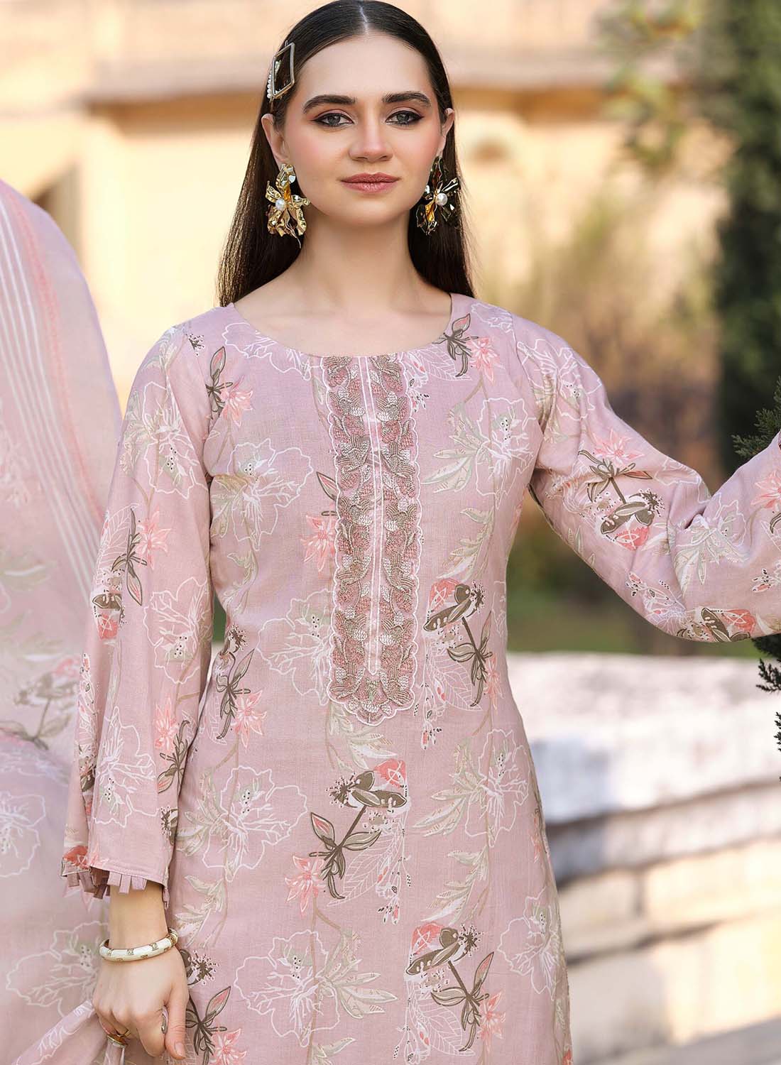 Pure Cotton Embroidered Unstitched Salwar Suit Material for Women