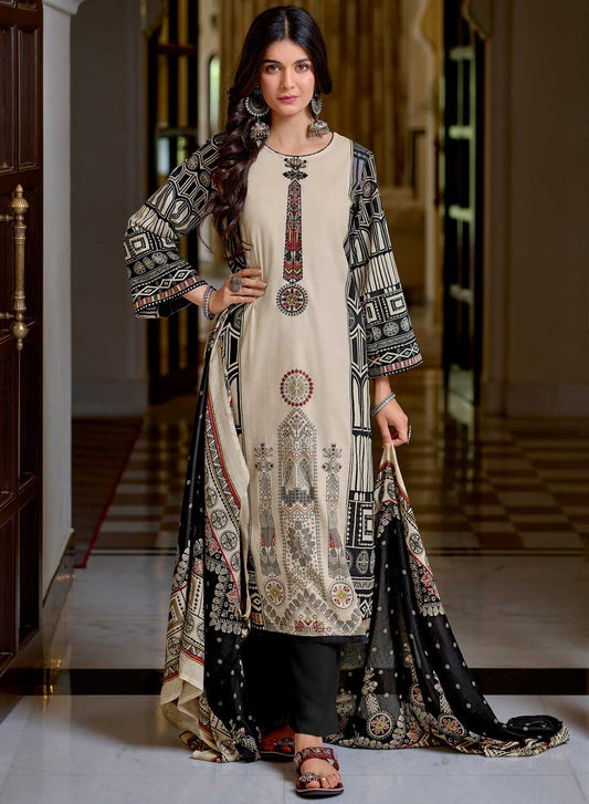Women's Unstitched Cambric Cotton Suit Dress Material with Embroidery
