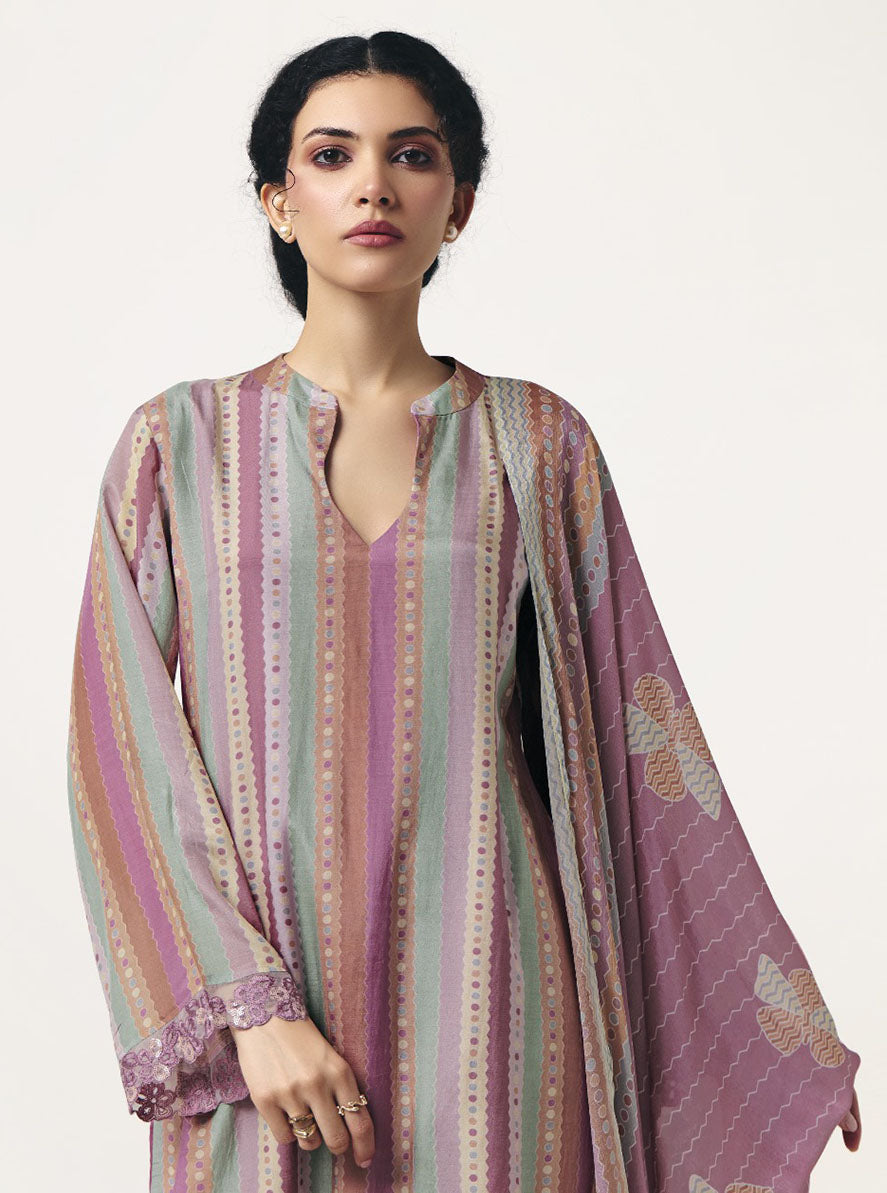 Pure Muslin Party Wear Unstitched Salwar Suit Set with Embroidery