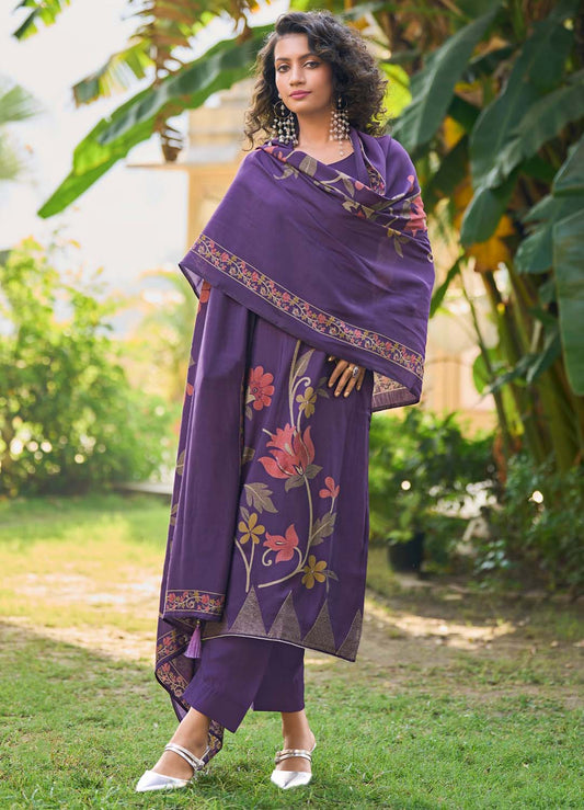 Pure Muslin Unstitched Printed Women Salwar Suit Dress Material