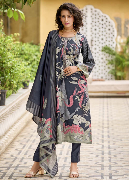 Kilory Blue Unstitched Muslin Salwar Suit Dress Material for Women Kilory Trends