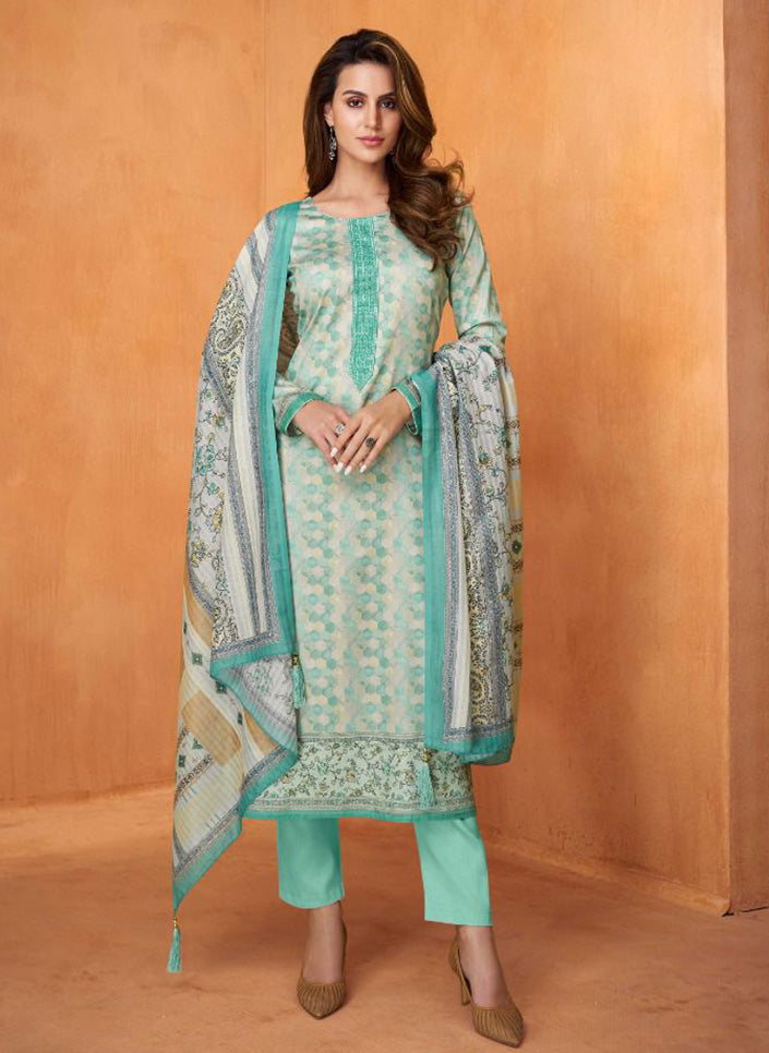 Latest Cotton Satin Unstitched Women Party Wear Salwar Suit Karachi Prints