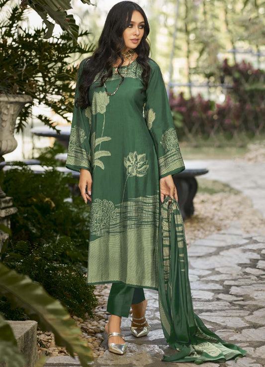 Kilory Party Wear Green Muslin Unstitched Salwar Suit Dress Material Kilory Trends