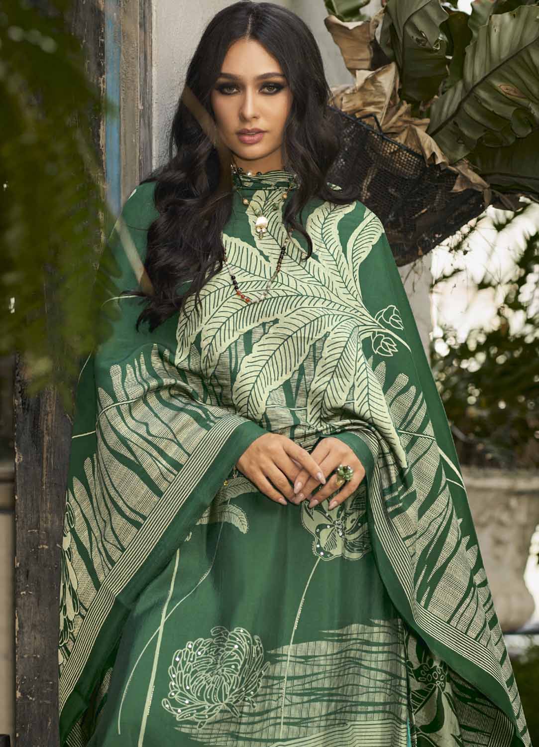 Kilory Party Wear Green Muslin Unstitched Salwar Suit Dress Material Kilory Trends