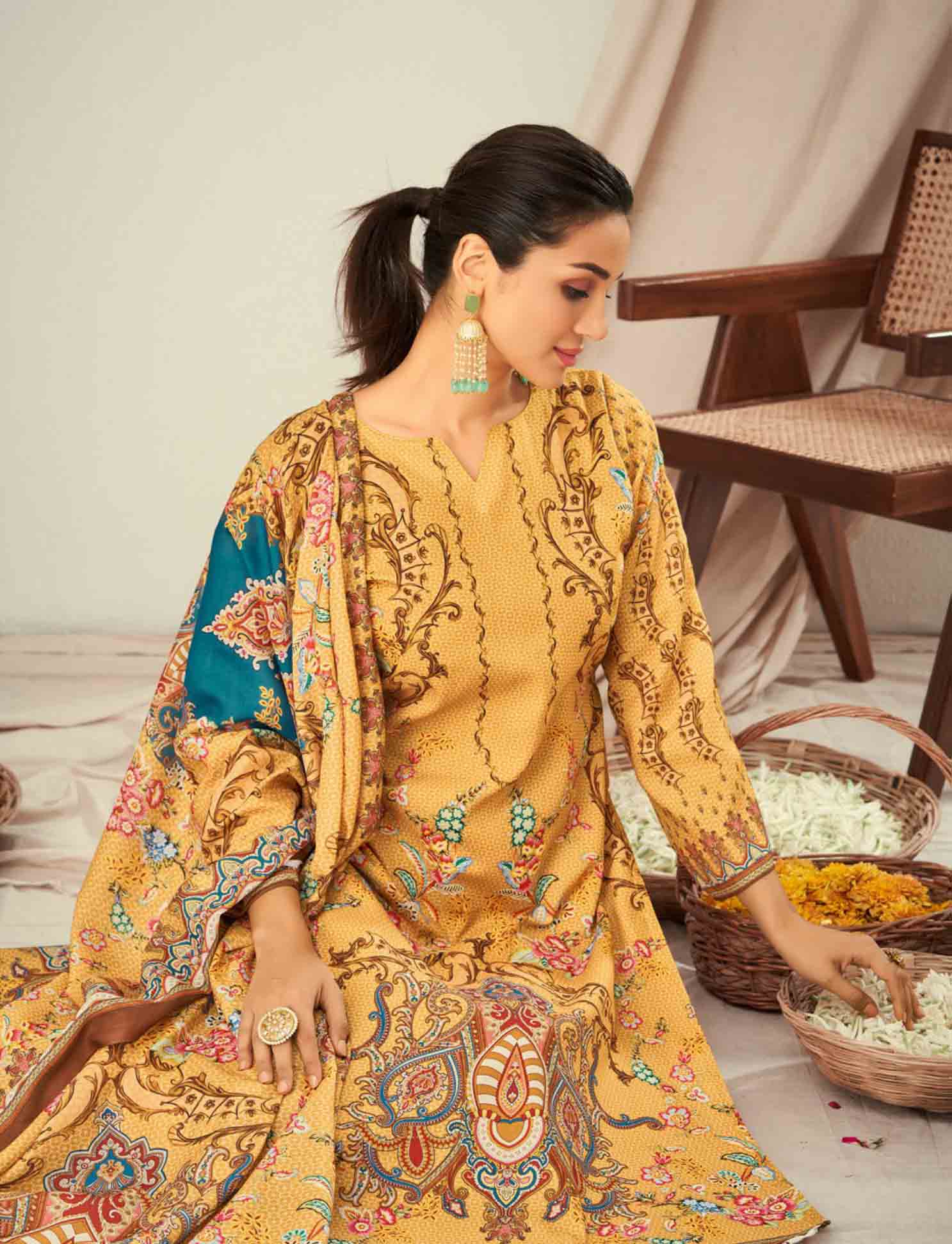 Kesar Lawn Cotton Unstitched Pakistani Print Suits Kesar