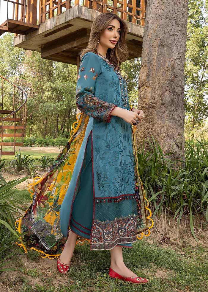 Arzoo Embroidered Unstitched Pakistani Lawn Suits with Organza Dupatta