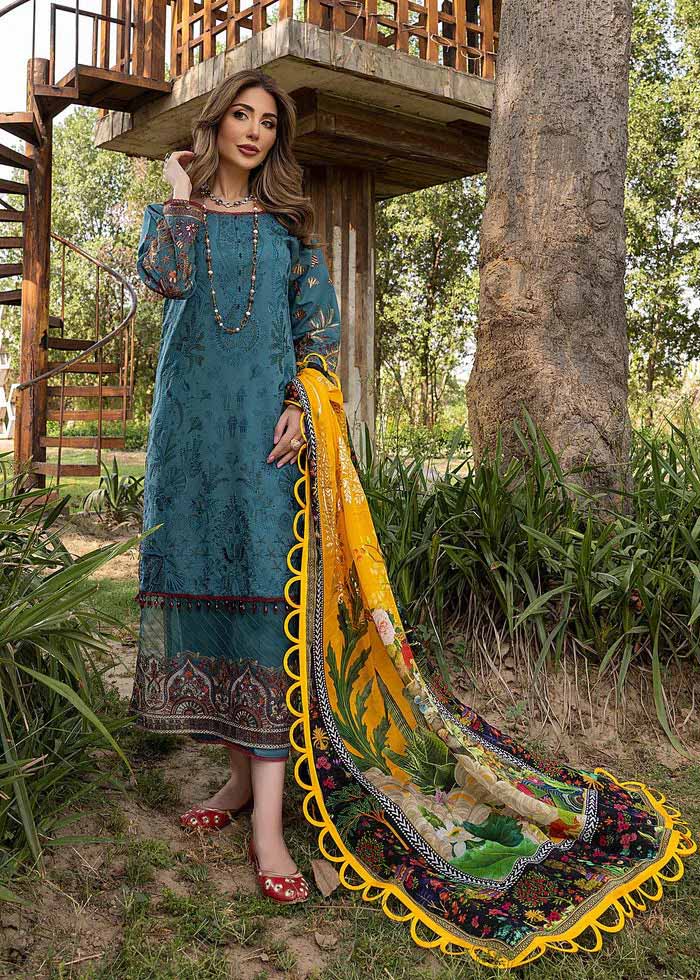 Arzoo Embroidered Unstitched Pakistani Lawn Suits with Organza Dupatta