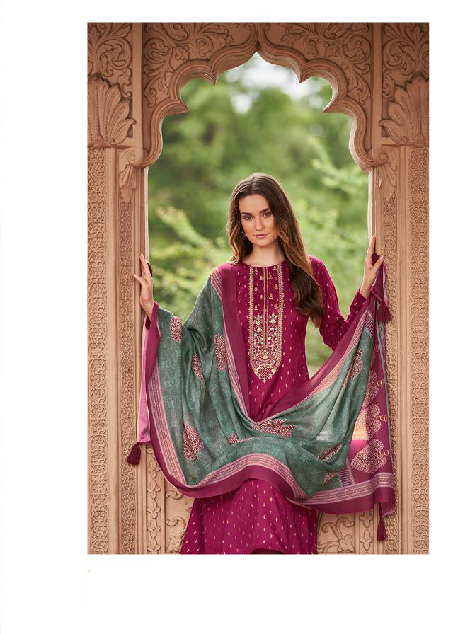 Unstitched Winter Woollen Pashmina Suits Materials Rani Pink - Stilento